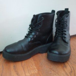 Black Lace-Up Combat Boots size 9